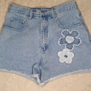 L.A. BLUES Vintage Jean Shorts Cute Flower Patchwork 90s High Waist Womens Sz 10